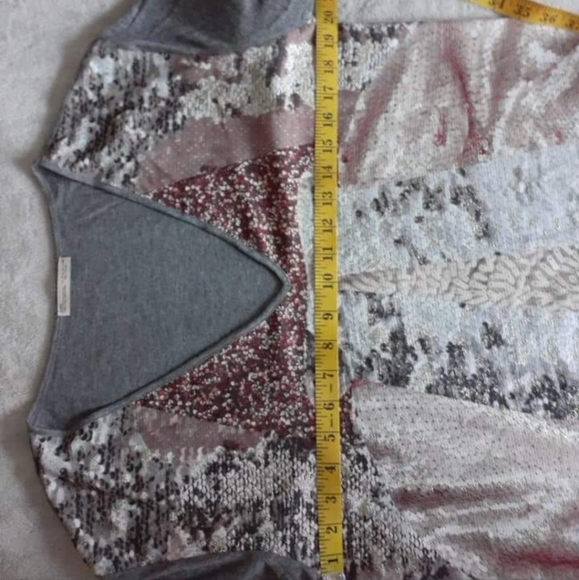 Zara Multicolored Grey Long Sleeve Top sz Medium - Picture 9 of 12